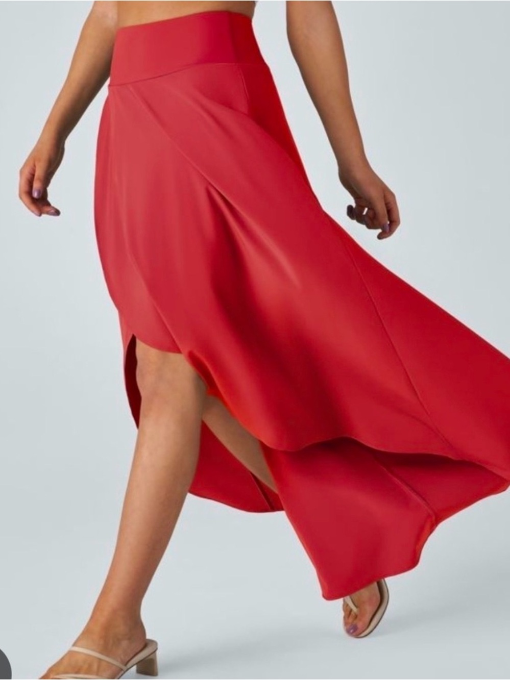 Breezeful High Waisted High Low Ruffle Flowy Quick Dry Casual Regular Maxi Skirt